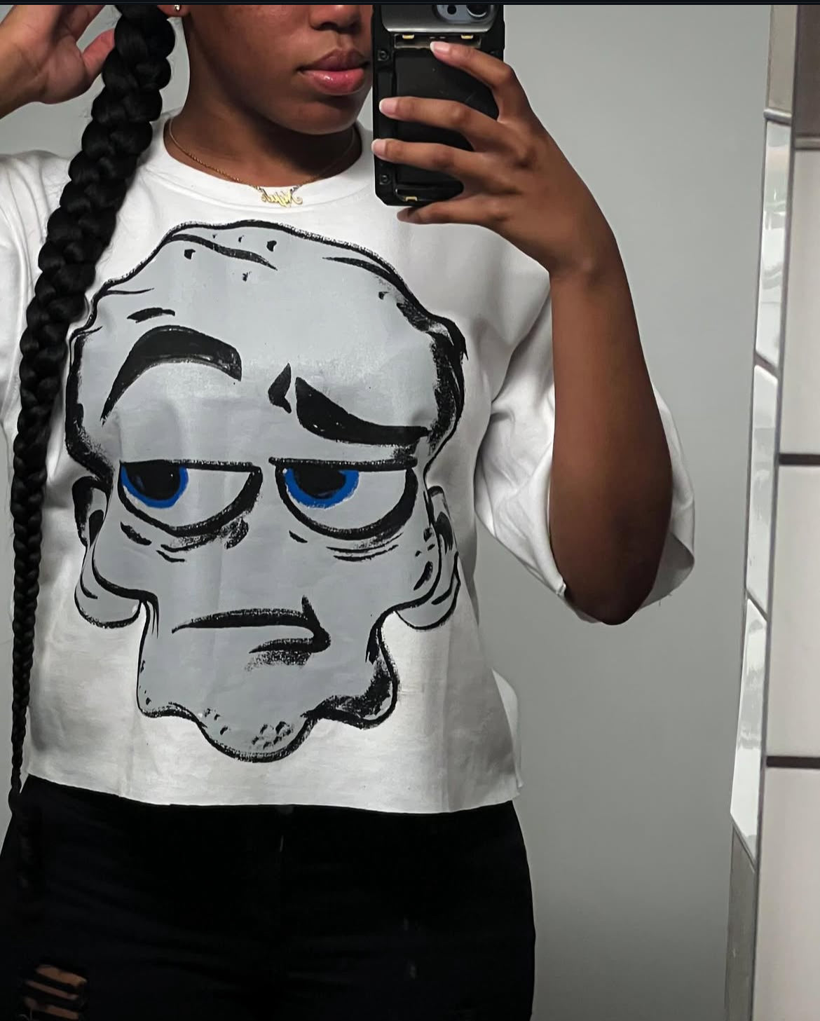 "WHO ME" CROP SHIRT WHITE